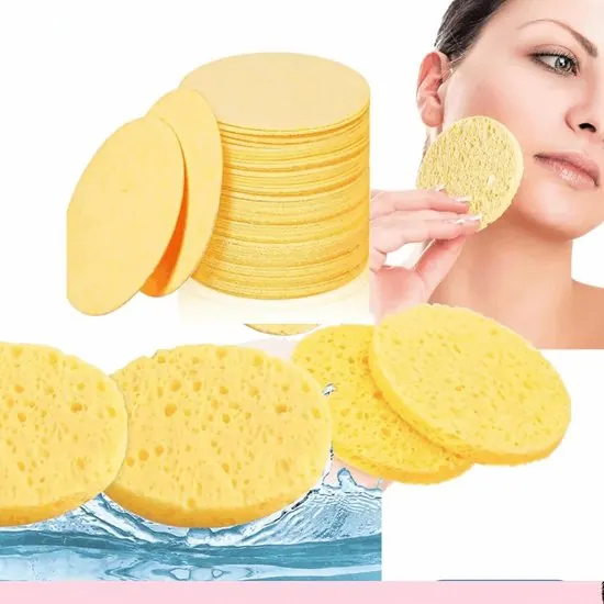 Gezichtsreinigingsspons Roze en geel 5 stuks- Reinigingssponsjes - Face cleaning sponges - Cosmetische Spons - Donegal Cellulose Sponge